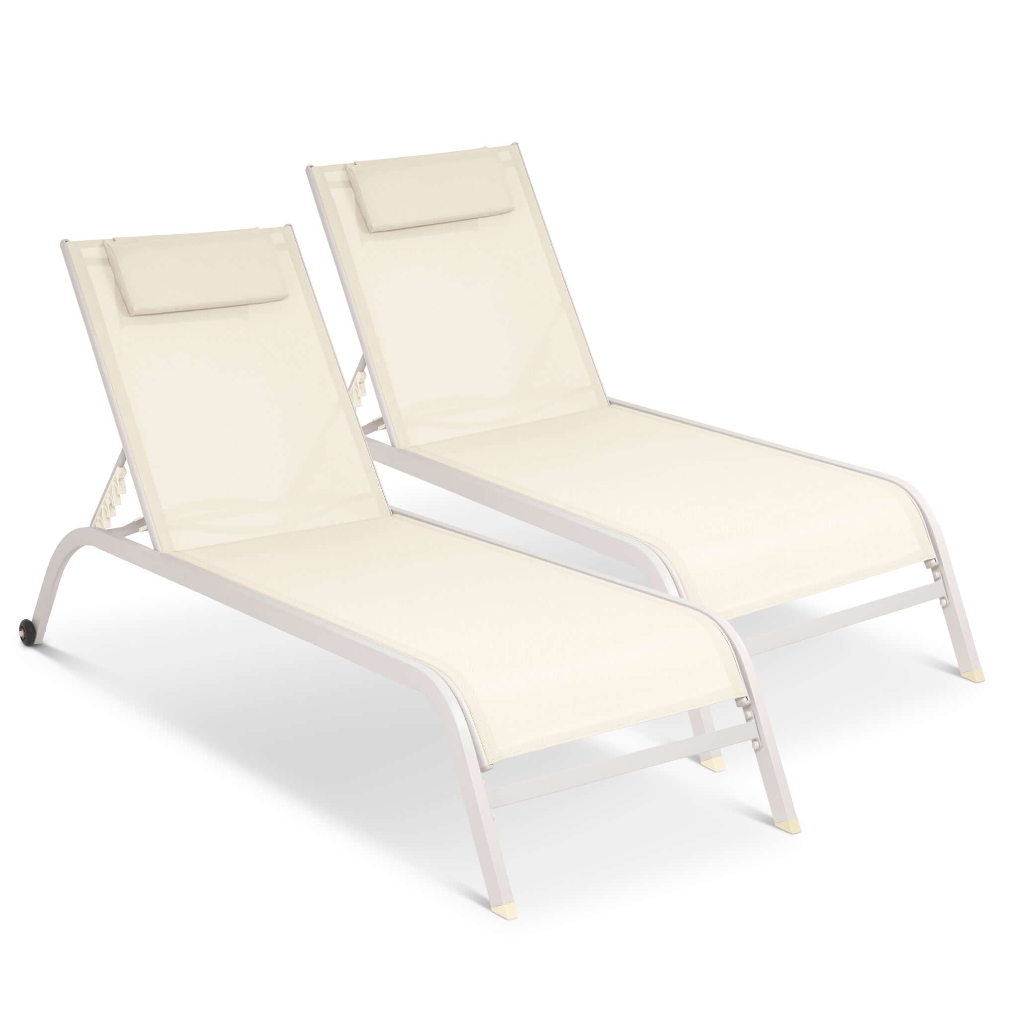 Bali Metal Sun Lounger Cream Set of 2