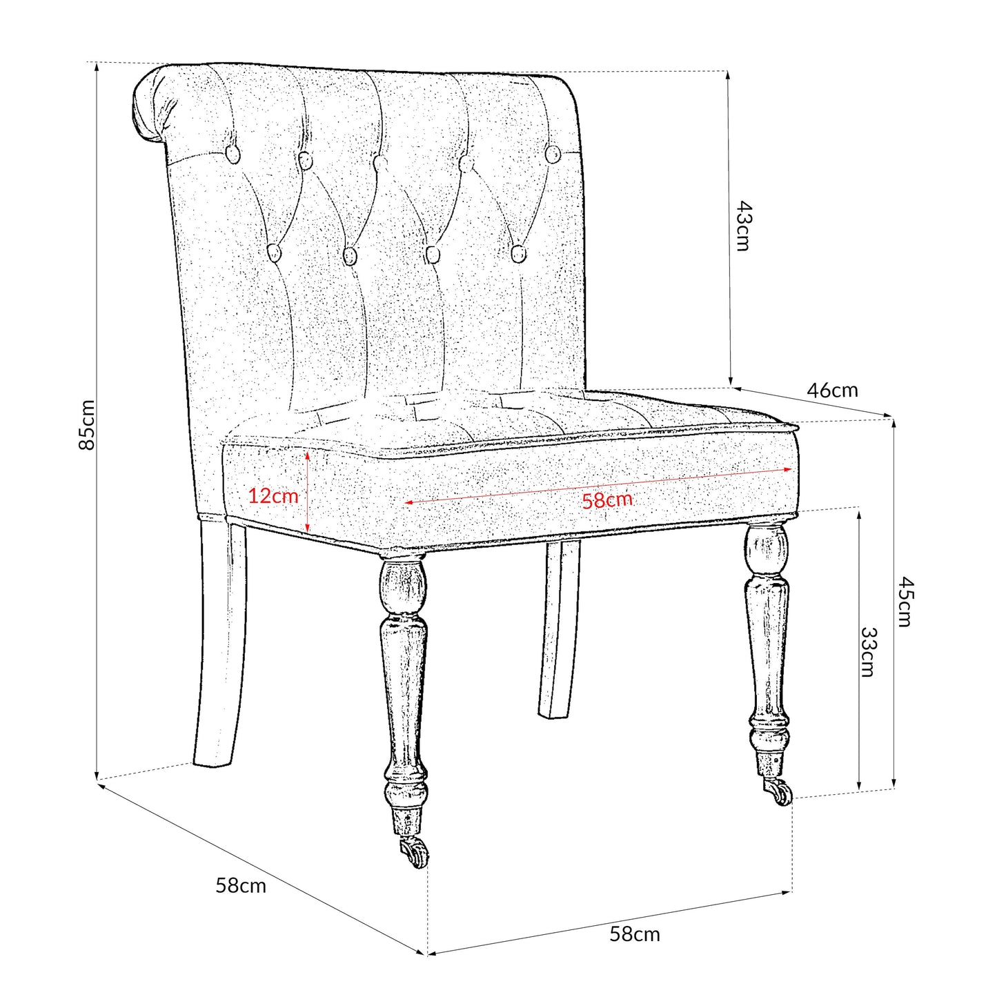 Winston Velvet Dining Chair With Wheels - Royal Blue-5056536103956-Bargainia.com