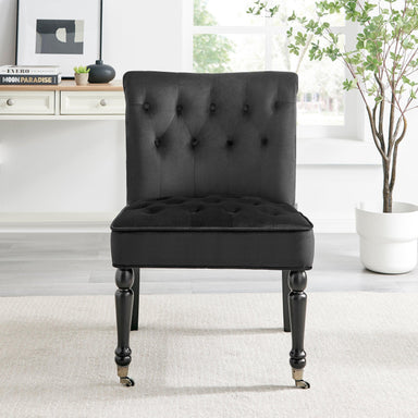 Winston Velvet Dining Chair With Wheels - Black-5056536103932-Bargainia.com