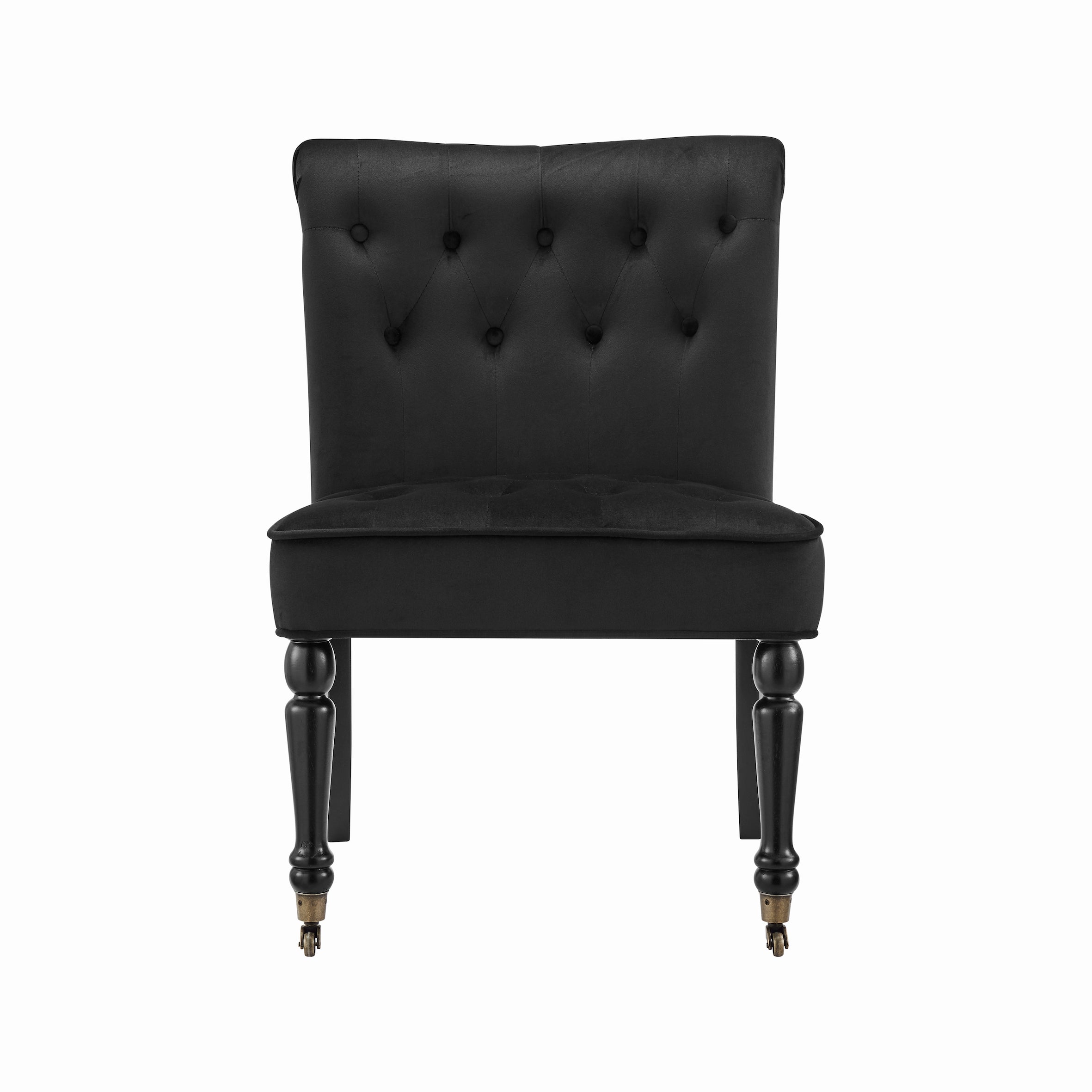 Winston Velvet Dining Chair With Wheels - Black-5056536103932-Bargainia.com