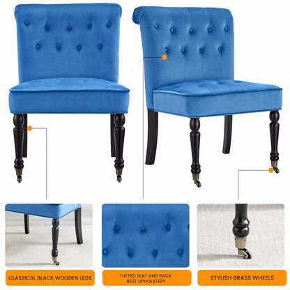 Winston Velvet Dining Chair With Wheels - Royal Blue-5056536103956-Bargainia.com