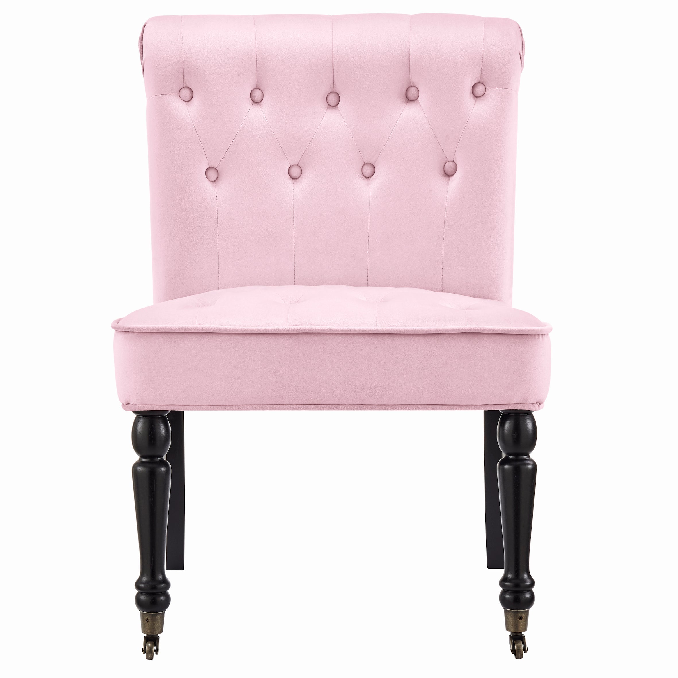 Winston Velvet Dining Chair With Wheels - Powder Pink-5056536103949-Bargainia.com