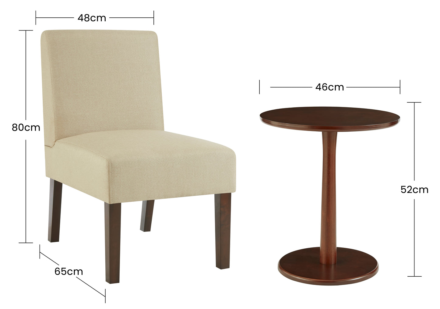 Paola Bistro Chairs & Side Table Set - Cream-5056536102553-Bargainia.com