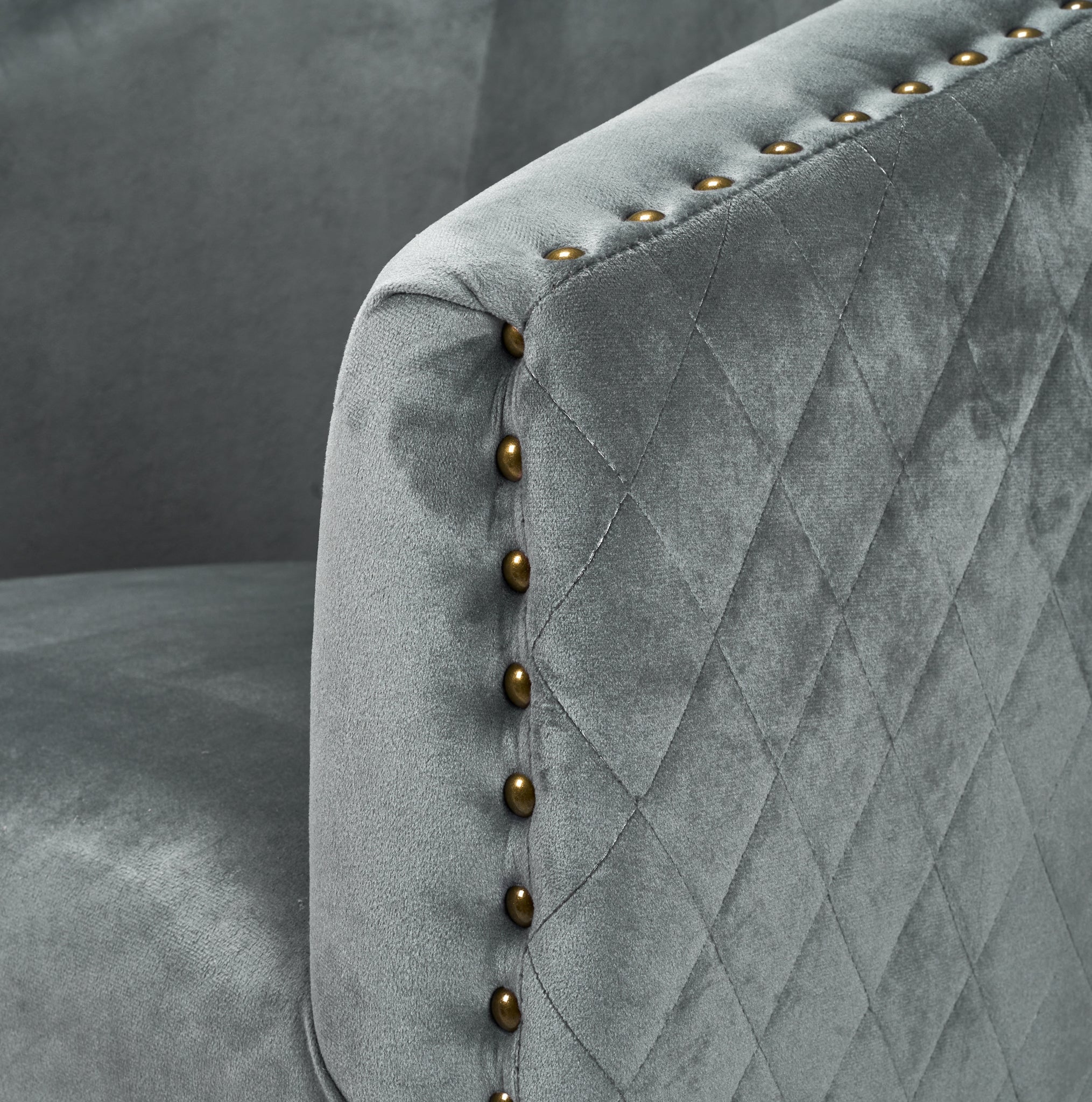 Revo Velvet Nailhead Trim Tub Armchair - Dark Grey-Bargainia.com