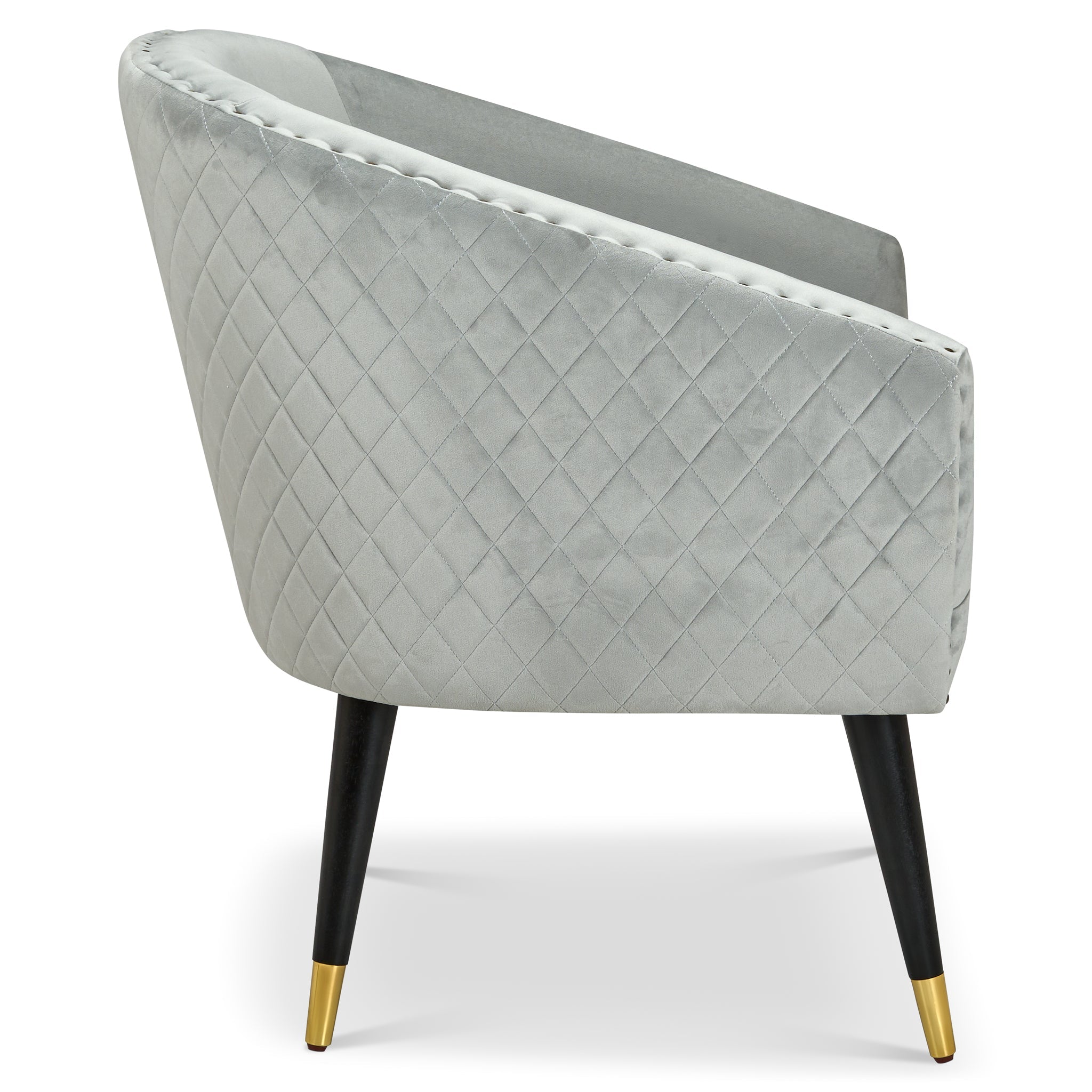 Revo Velvet Nailhead Trim Tub Armchair - Light Grey-Bargainia.com