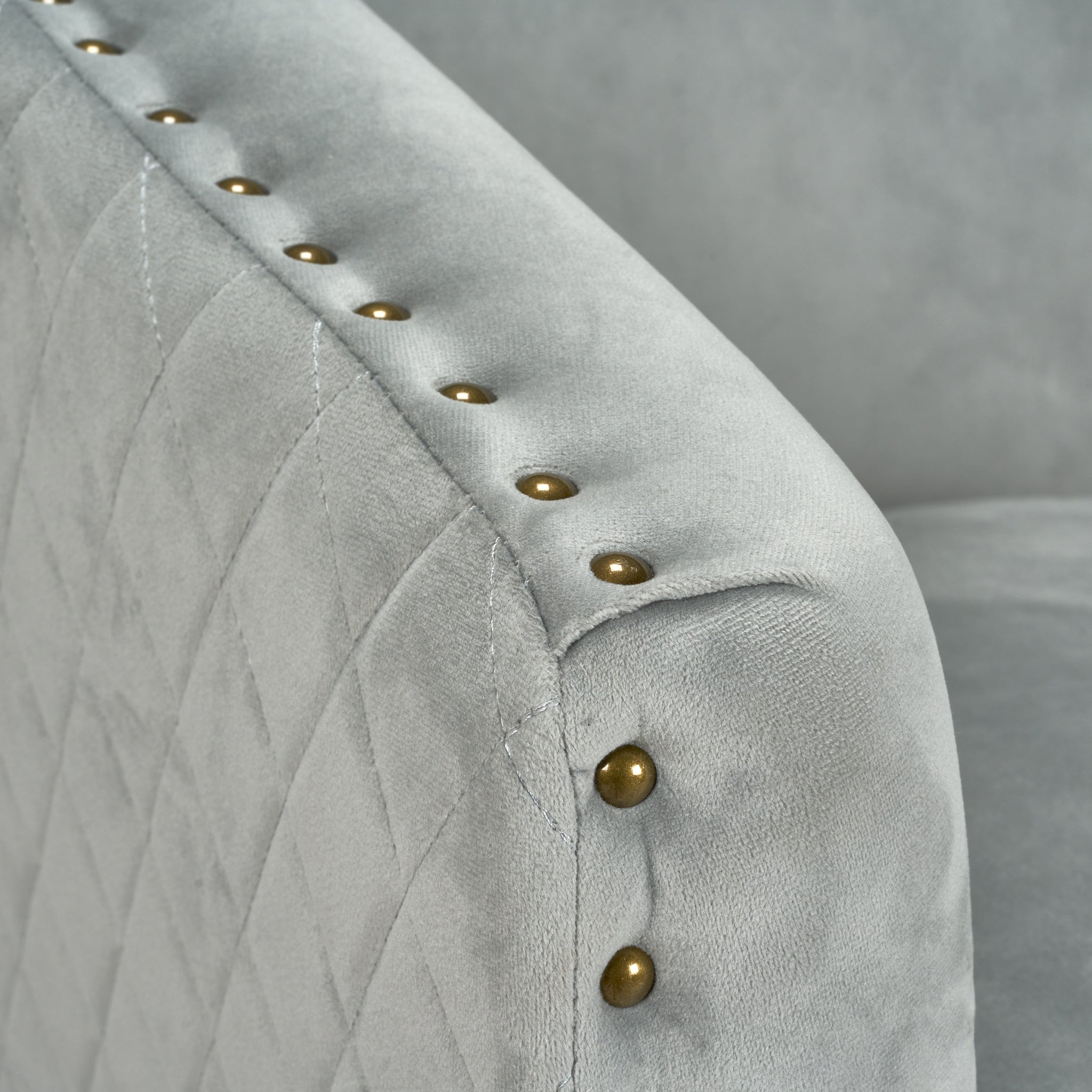 Revo Velvet Nailhead Trim Tub Armchair - Light Grey-Bargainia.com