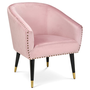 Revo Velvet Nailhead Trim Tub Armchair - Pink-Bargainia.com