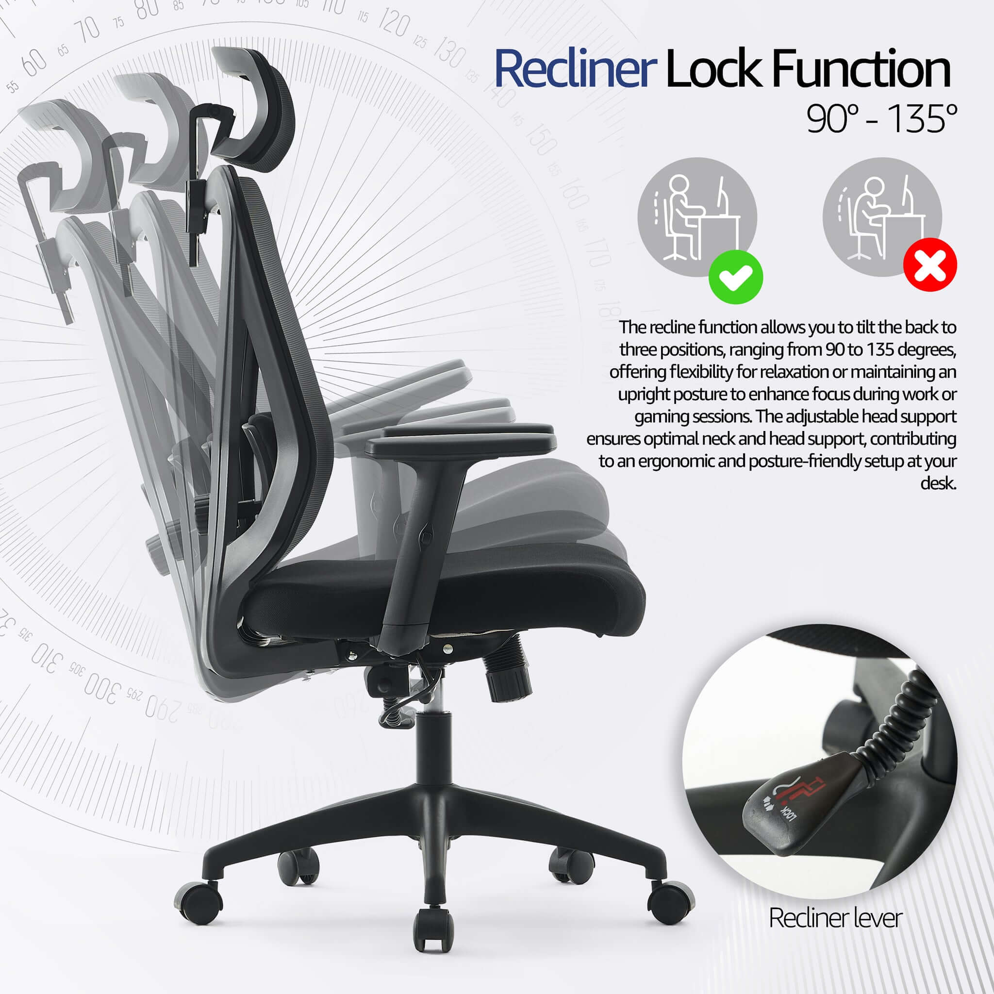 Ergonomic Black Fully Adjustable Mesh Office Gaming Chair-5056536118837-Bargainia.com