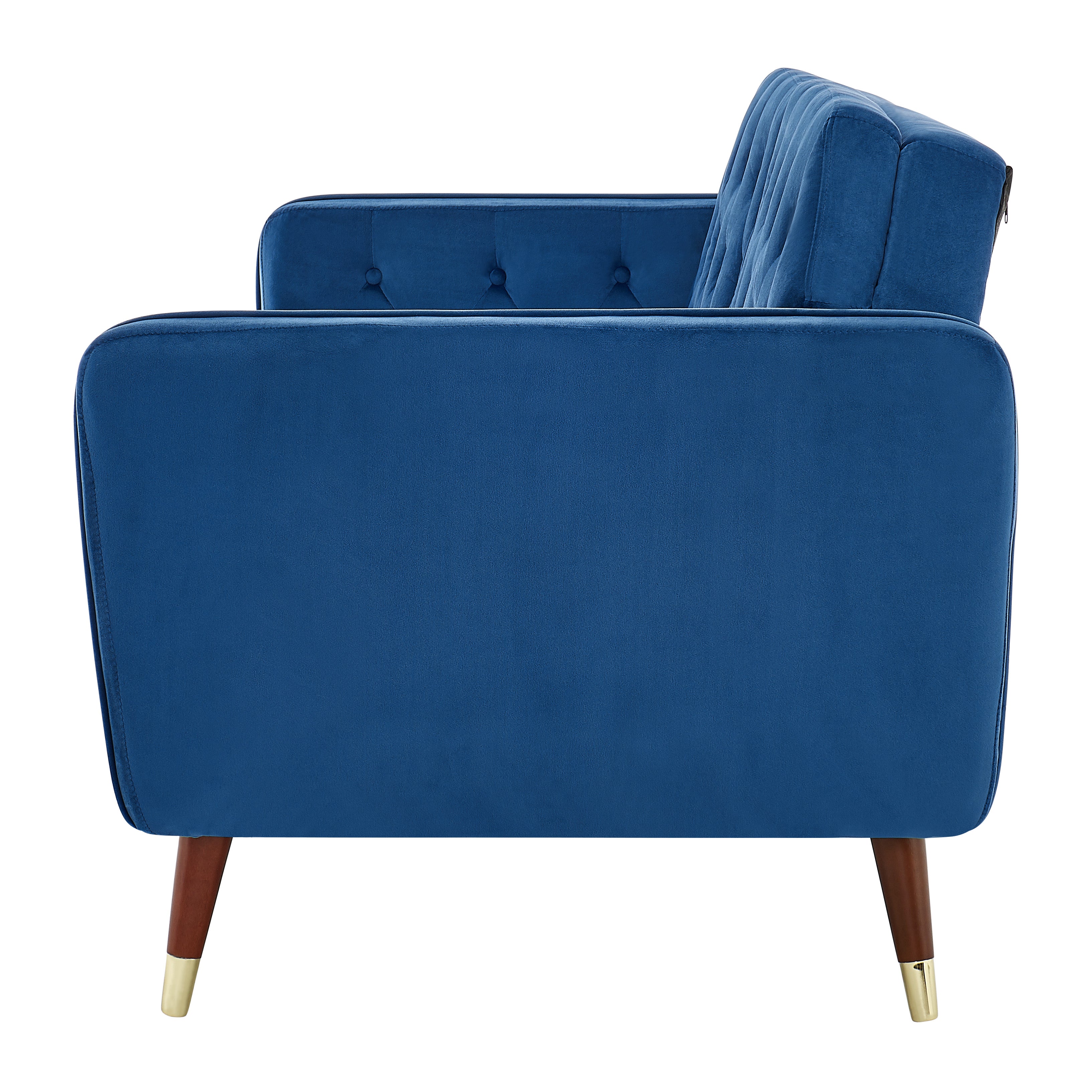 Victoria 3 Seater Velvet Click Clack Sofa Bed - Blue-5056150263630-Bargainia.com