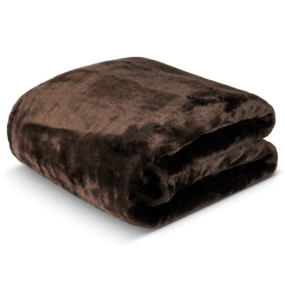 Hibernate Cosy Collection Soft Faux Mink Throw Thick Luxury Blanket - Dark Chocolate Brown