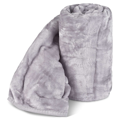 Hibernate Cosy Collection Soft Faux Mink Throw Thick Luxury Blanket - Light Silver