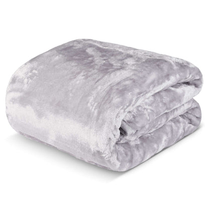 Hibernate Cosy Collection Soft Faux Mink Throw Thick Luxury Blanket - Light Silver