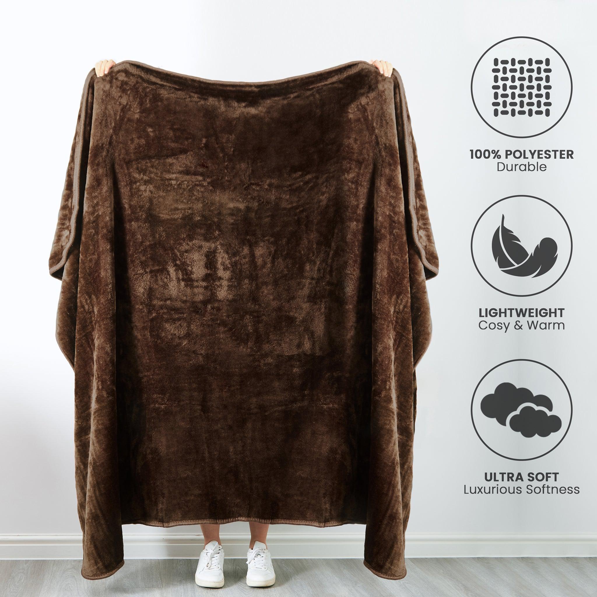 Soft Faux Mink Throw - 150 x 200cm - Brown-Bargainia.com