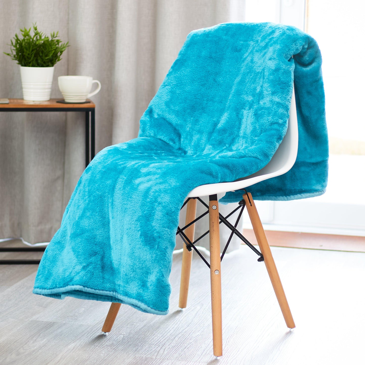 Soft Faux Mink Throw King Size (200 x 240cm) - Teal-5056536106803-Bargainia.com