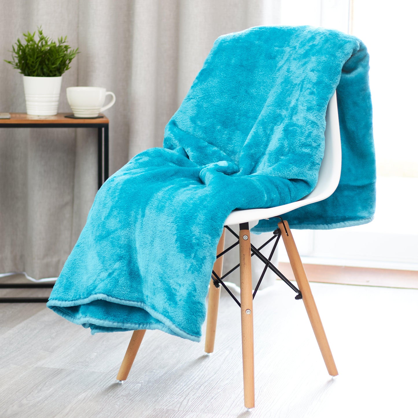 Soft Faux Mink Throw King Size (200 x 240cm) - Teal-5056536106803-Bargainia.com