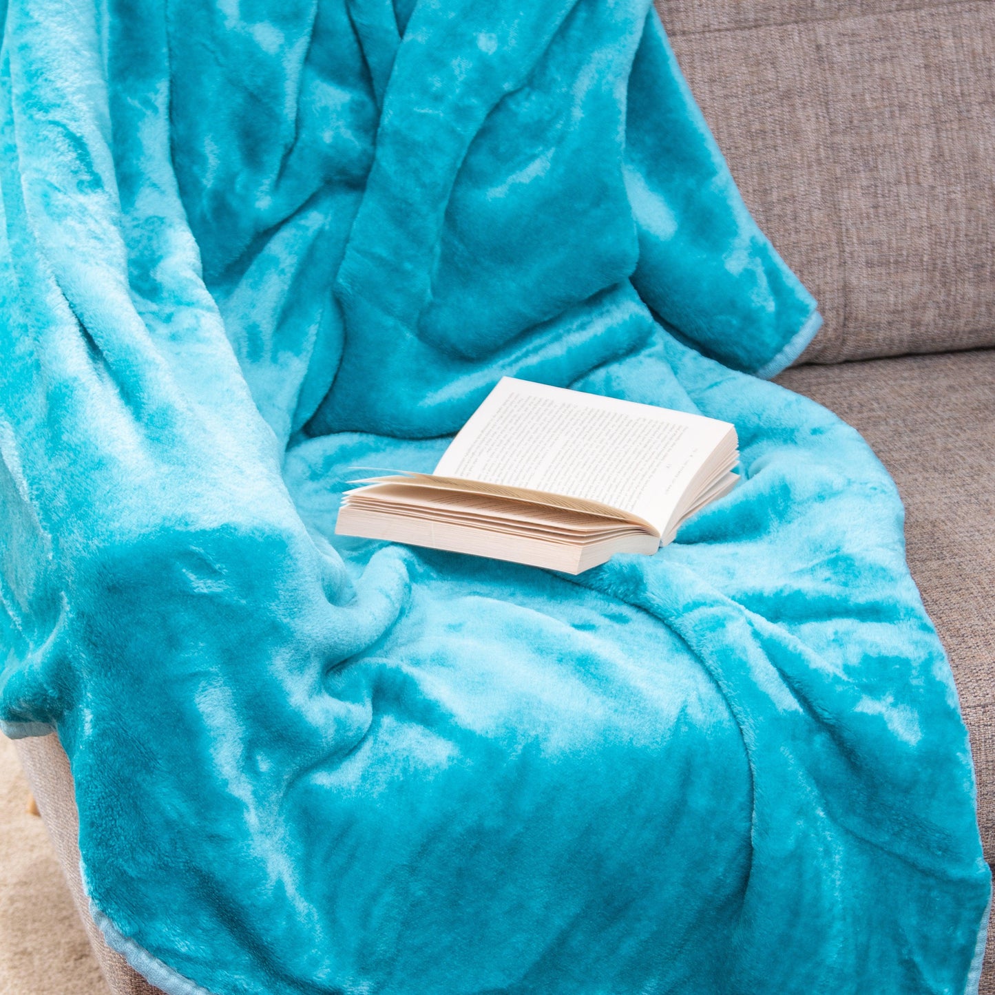 Soft Faux Mink Throw King Size (200 x 240cm) - Teal-5056536106803-Bargainia.com