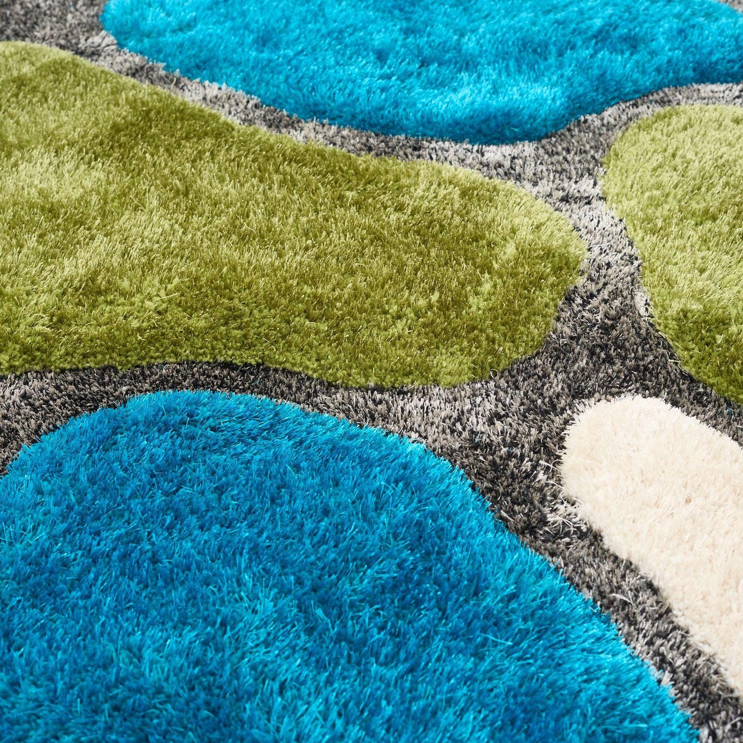 Blue and Green 3D Pebbles Shaggy Rug - Hawaii-Bargainia.com