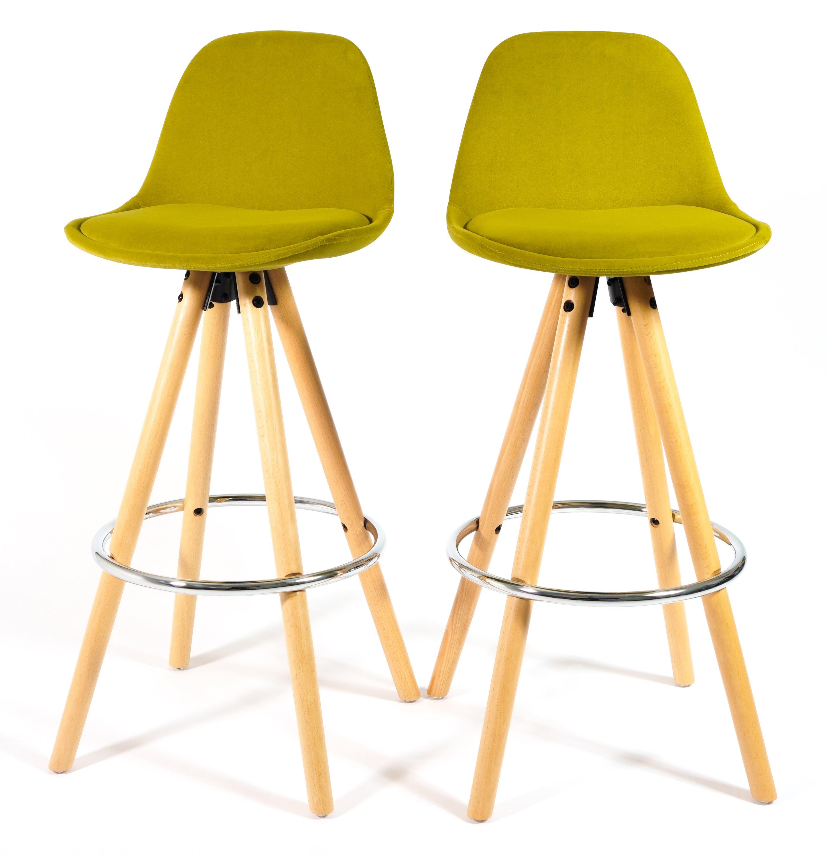 Barcelona Bar Stools - Set Of 2 - Olive Green-5056150252825-Bargainia.com