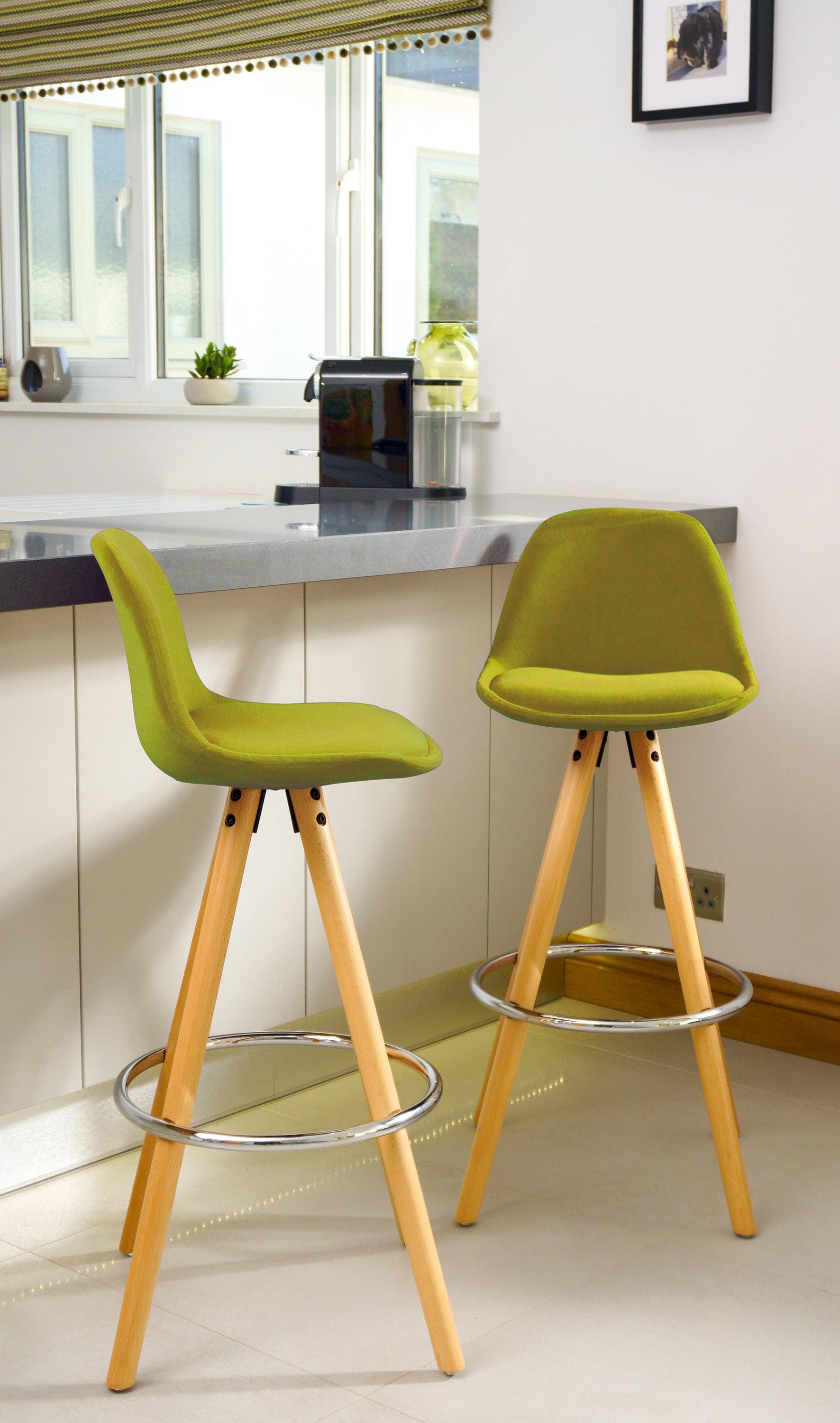 Barcelona Bar Stools - Set Of 2 - Olive Green-5056150252825-Bargainia.com