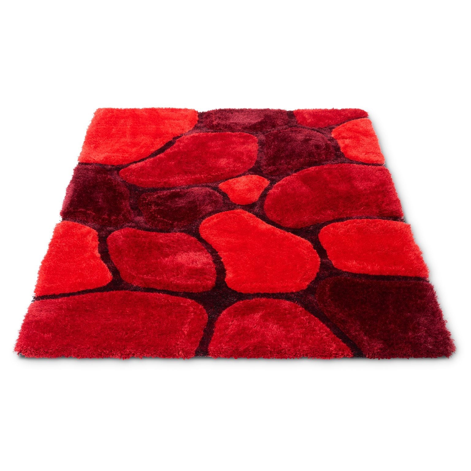 Red 3D Pebbles Shaggy Rug - Hawaii-Bargainia.com