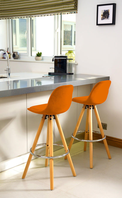 Scandi Style Adjustable Kitchen Bar Stools | Terracotta Orange | Set Of 2-5056150252856-Bargainia.com