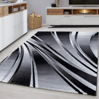 Parma Modern Abstract Rug - Grey / Black - Multiple Sizes-Bargainia.com