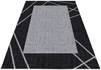 Parma Modern Border Rug - Grey/Black-Bargainia.com