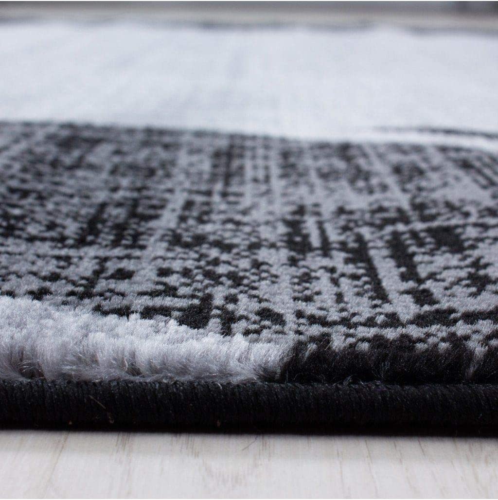 Parma Modern Border Rug - Grey/Black-Bargainia.com