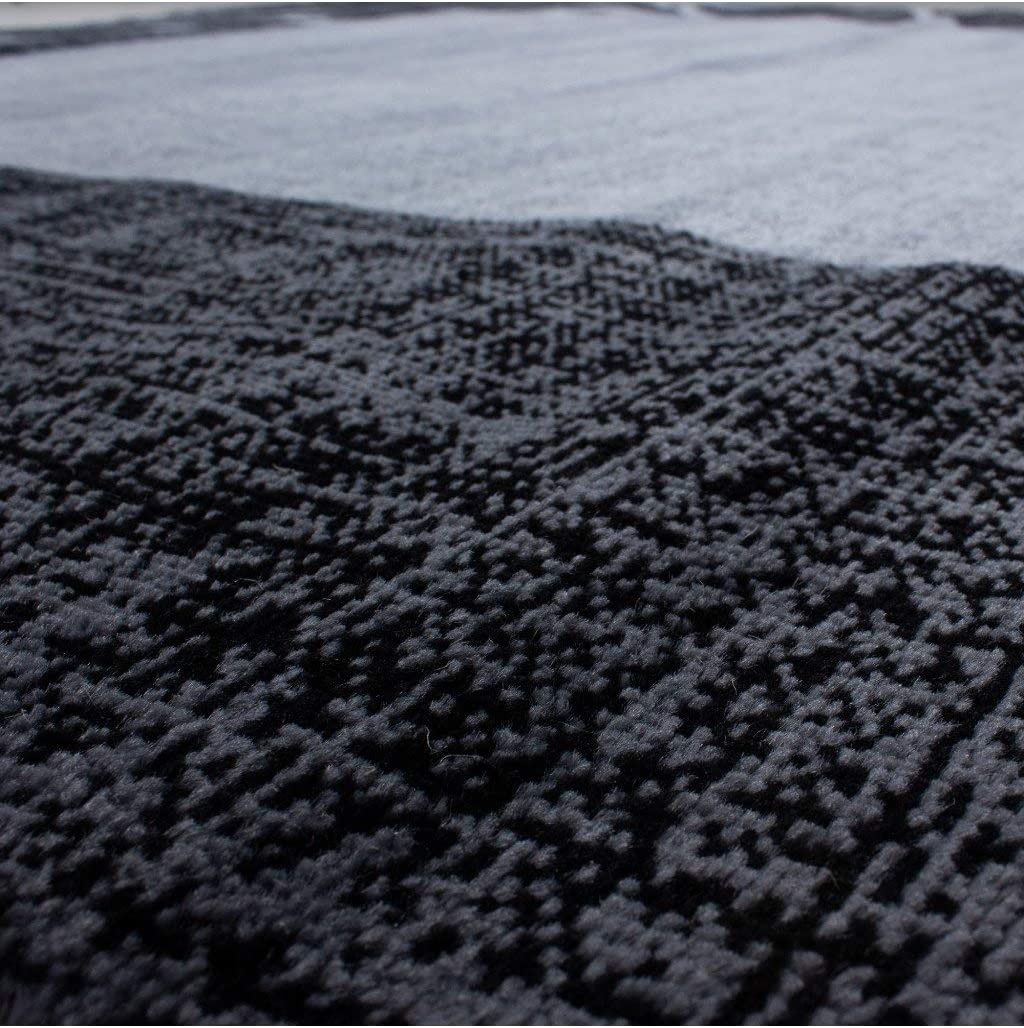 Parma Modern Border Rug - Grey/Black-Bargainia.com