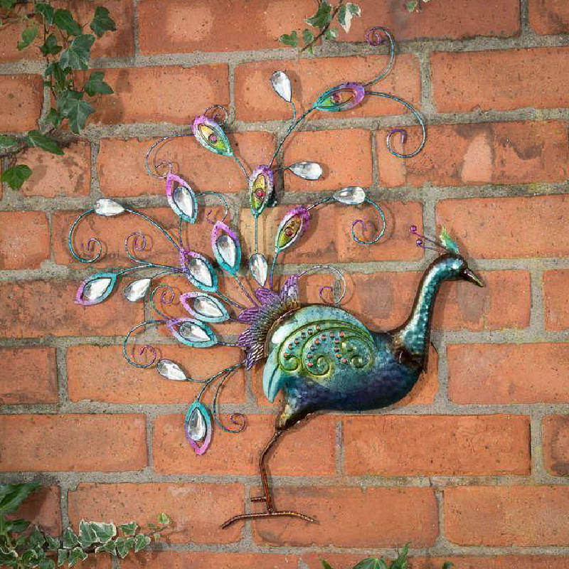 Peacock Diamante Wall Art | 60cm | Bravich.com-5056150250661-Bargainia.com