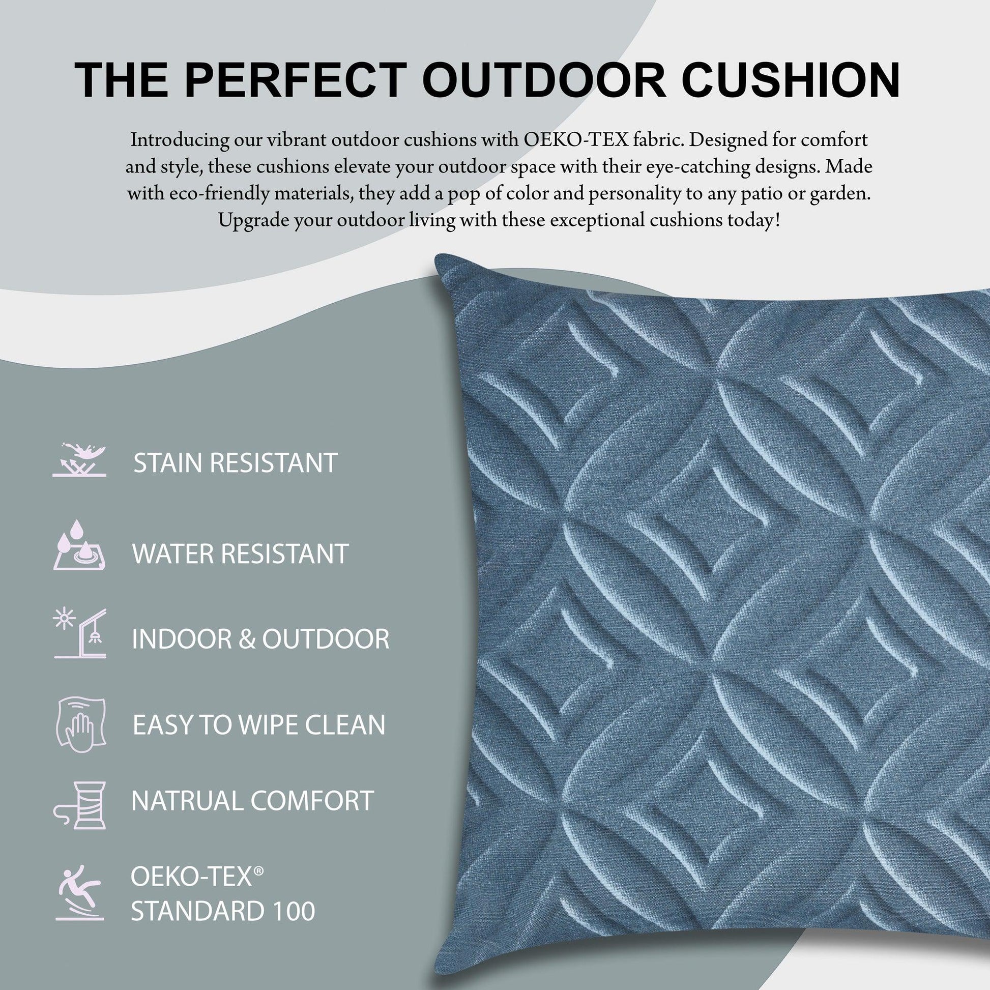 Blue Diamonds Outdoor Garden Cushion - 42 x 42cm-8713229053642-Bargainia.com