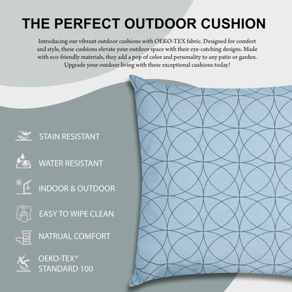 Blue Geometric Outdoor Garden Cushion - 42 x 42cm-8713229053659-Bargainia.com