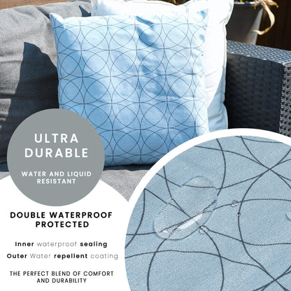 Blue Geometric Outdoor Garden Cushion - 42 x 42cm-8713229053659-Bargainia.com