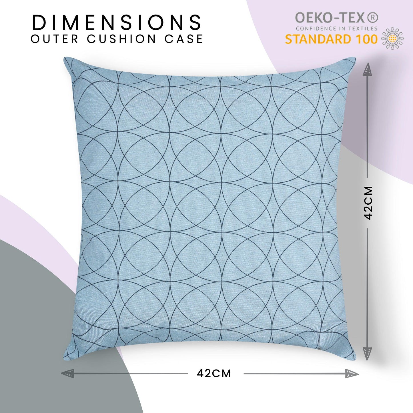 Blue Geometric Outdoor Garden Cushion - 42 x 42cm-8713229053659-Bargainia.com