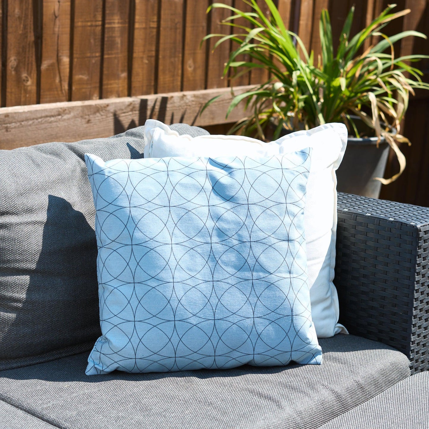 Blue Geometric Outdoor Garden Cushion - 42 x 42cm-8713229053659-Bargainia.com