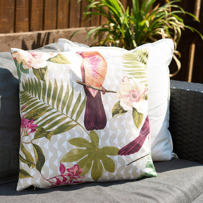 Orange Tropical Birds Outdoor Garden Cushion - 42 x 42cm-8713229053642-Bargainia.com