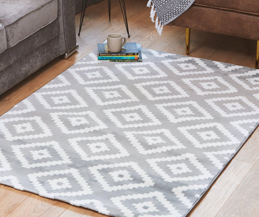 Grey Modern Tiles Motif Rug - Plus-Bargainia.com