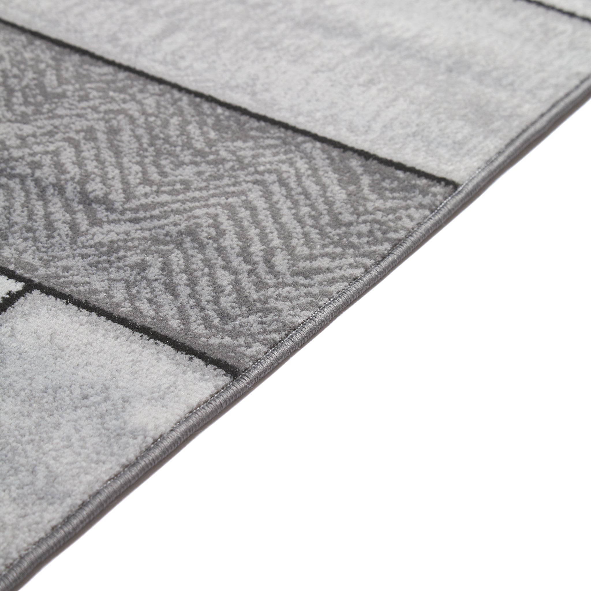 Grey & Black Modern Rectangles Rug - Plus-Bargainia.com