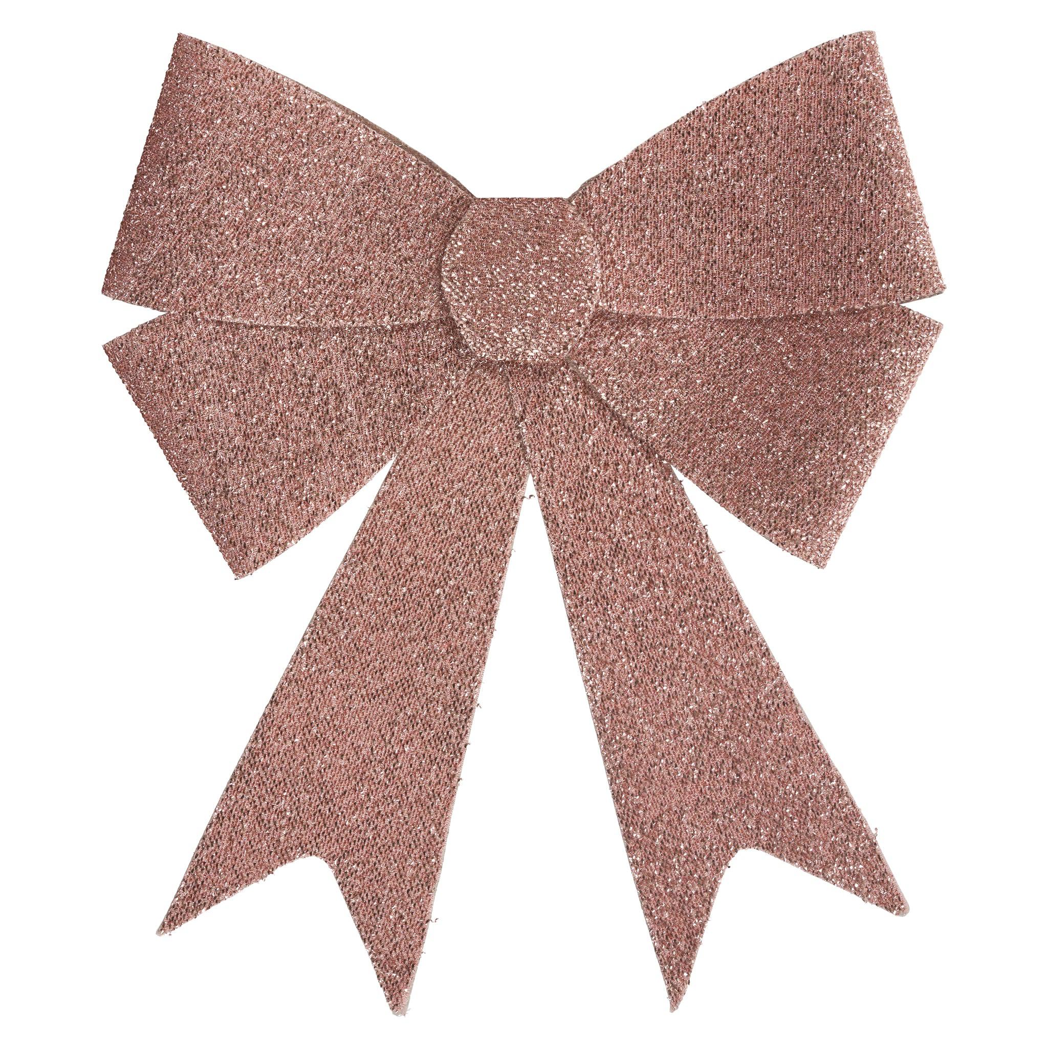 Rose Gold Glitter Tinsel Bow - 37 x 49 x 13cm-5050565541635-Bargainia.com