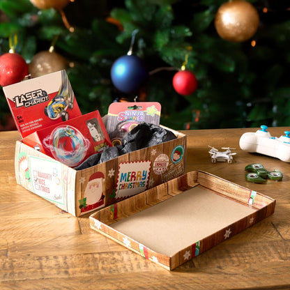 Wooden Effect Festive Parcel Christmas Eve Box - Assorted Sizes