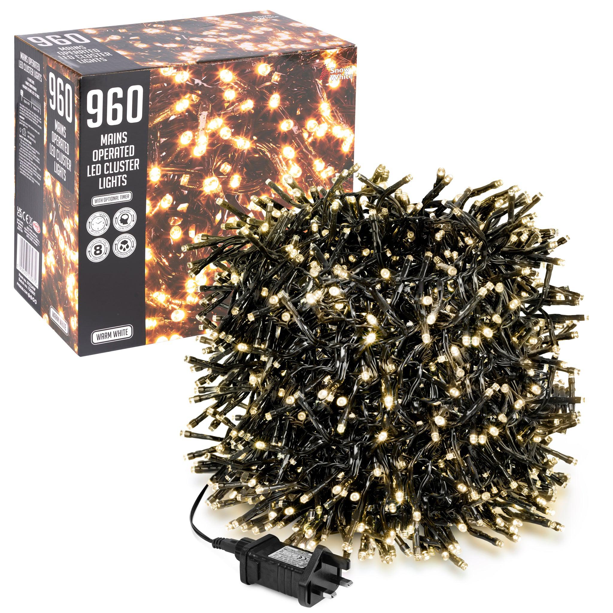 960 LED Cluster Lights - Warm White - 12M-5050565535672-Bargainia.com