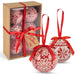 Set of 6 Christmas Baubles - Red Knit Look-5050565416797-Bargainia.com