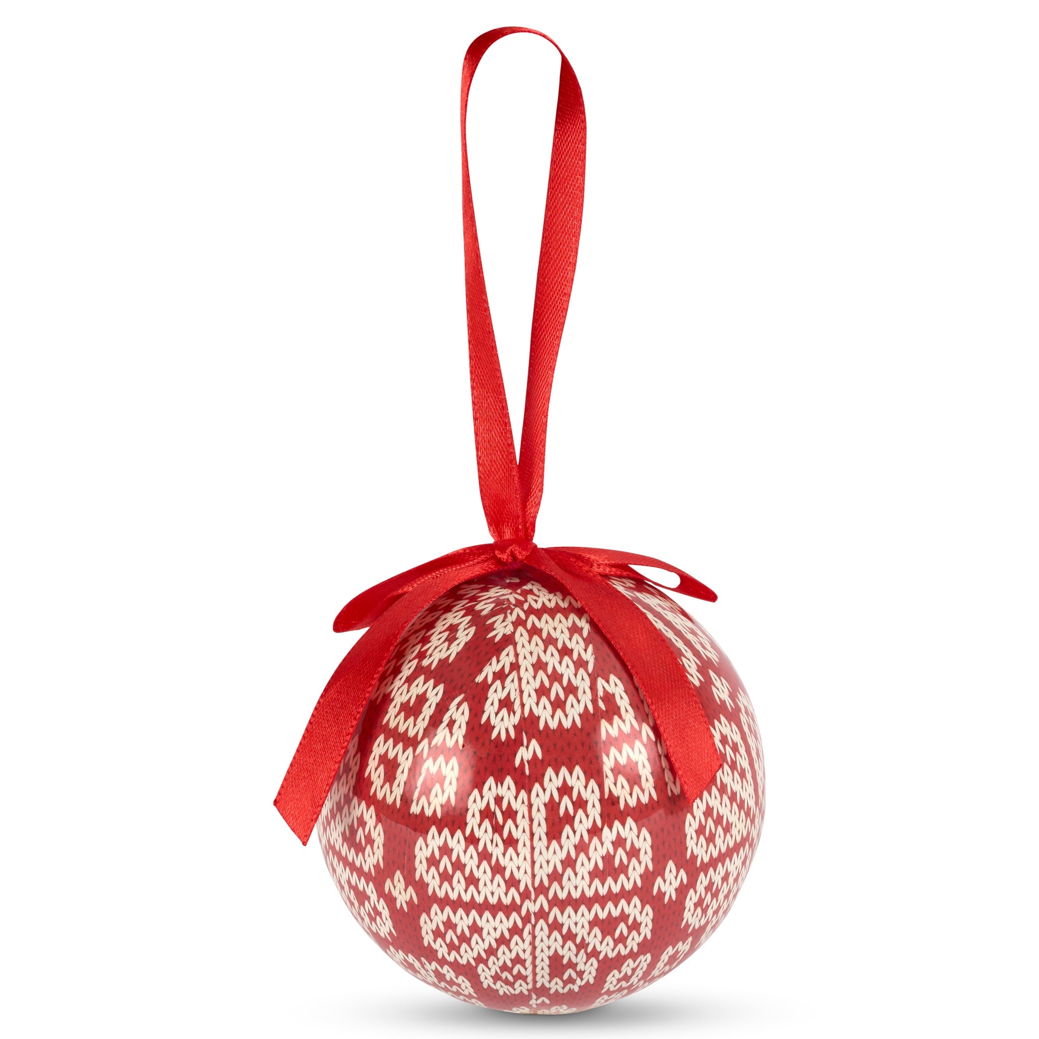 Set of 6 Christmas Baubles - Red Knit Look-5050565416797-Bargainia.com