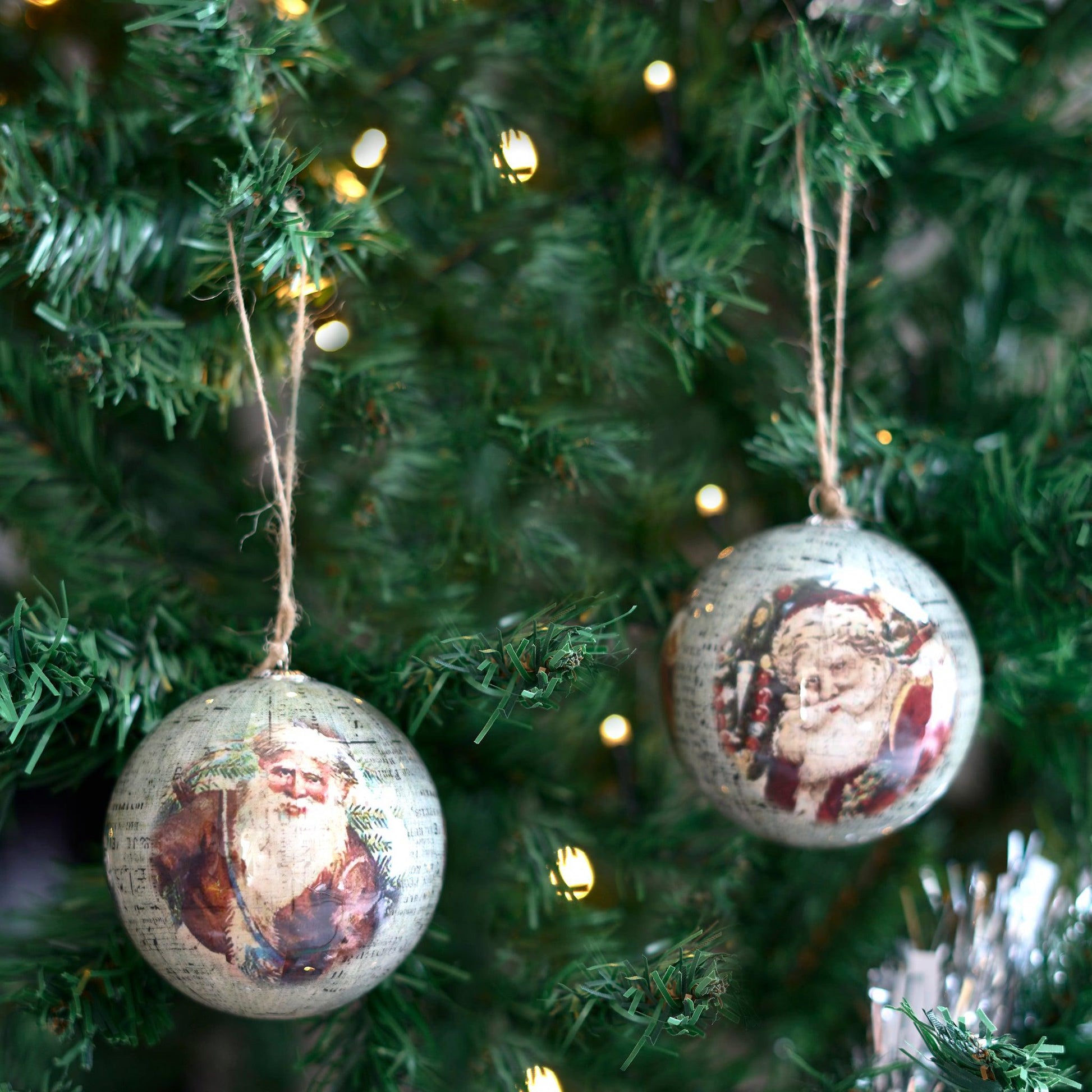 Set of 6 Christmas Baubles - Antique Santa-5050565416773-Bargainia.com