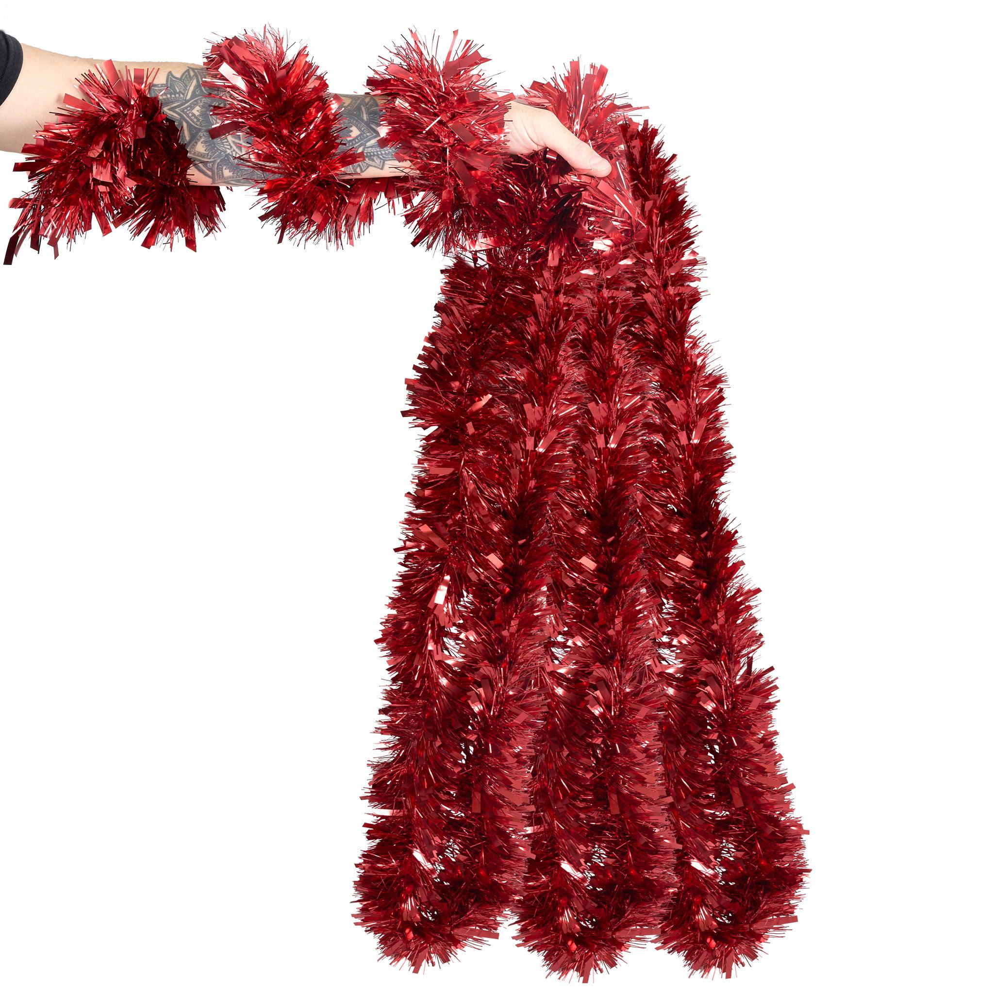 2m Thick Tinsel - Red-Bargainia.com