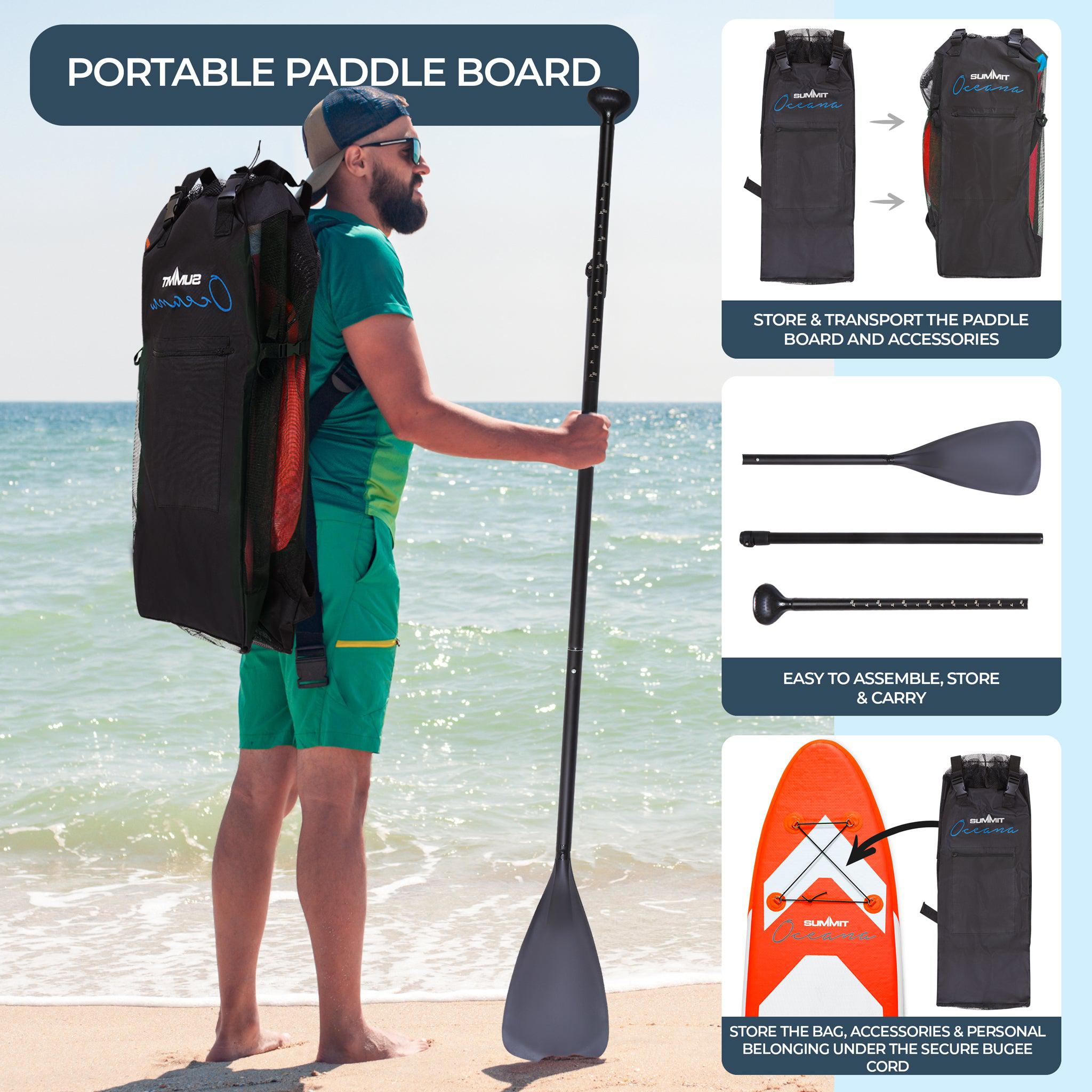 Summit Oceana 10ft Inflatable SUP Paddle Board & Kit - Red-Bargainia.com