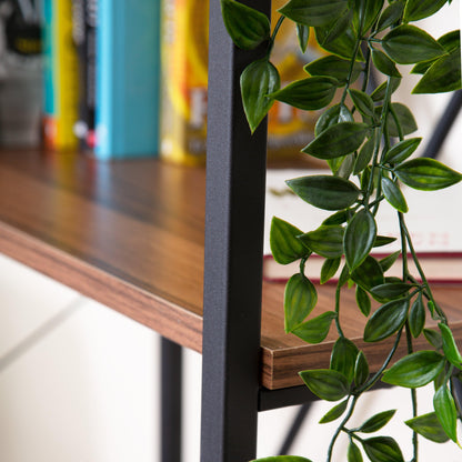 5 Tier Industrial Style Display Unit Book Shelf - Walnut-5056536101617-Bargainia.com