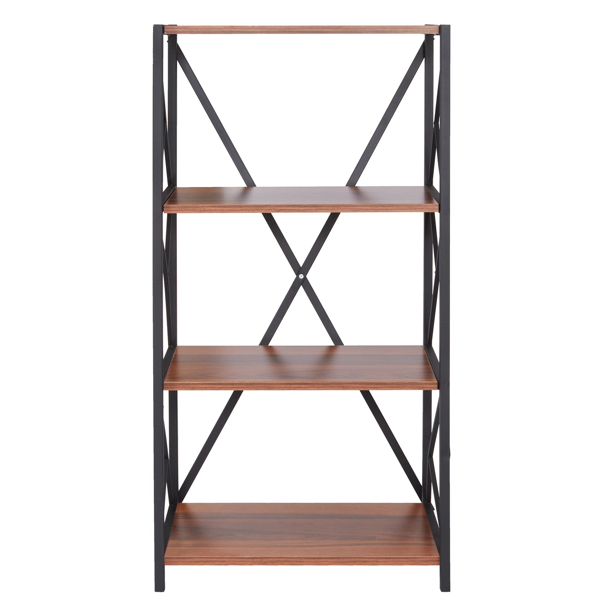 4 Tier Industrial Style Display Unit Book Shelf - Walnut-5056536101600-Bargainia.com