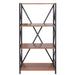 4 Tier Industrial Style Display Unit Book Shelf - Walnut-5056536101600-Bargainia.com