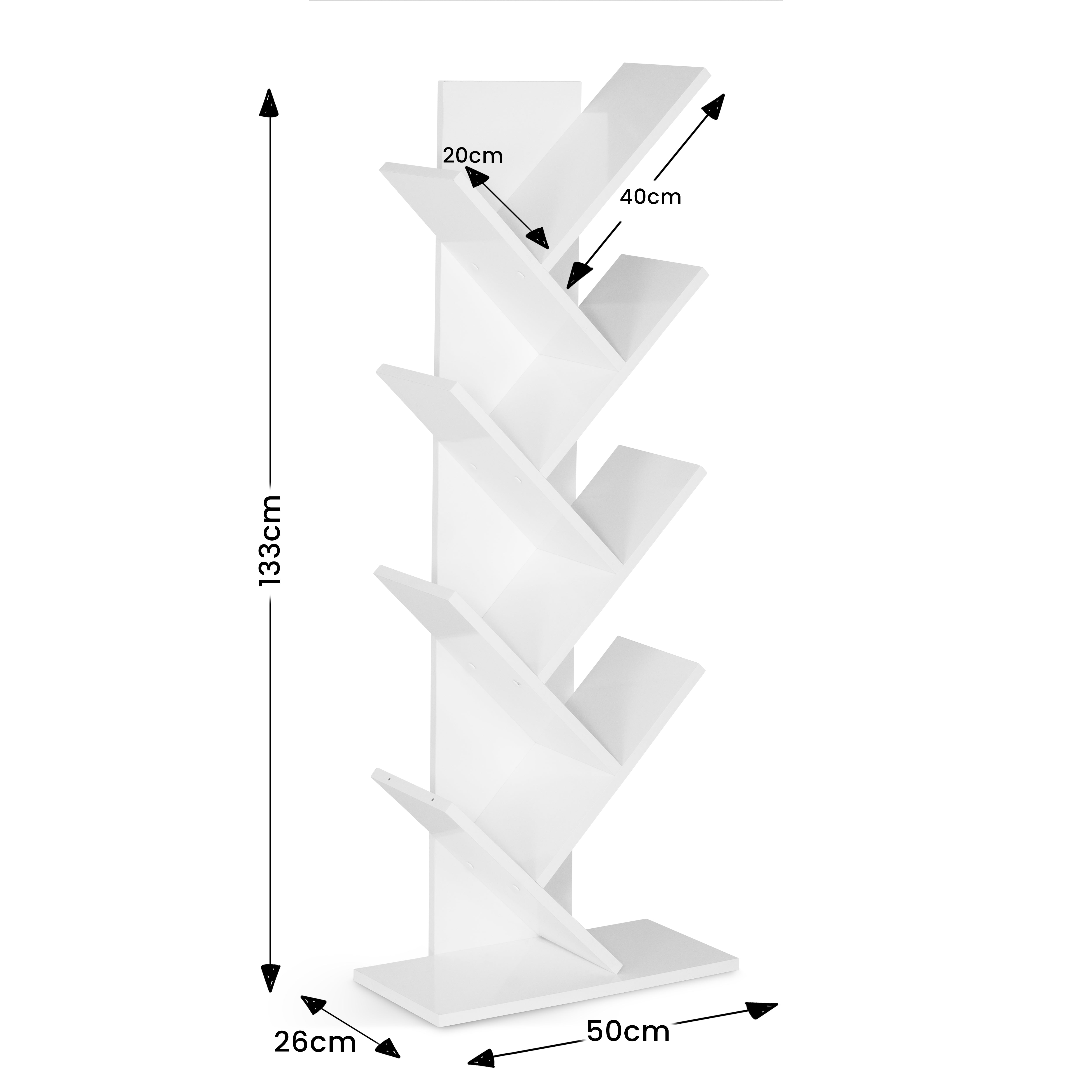 Criss Cross Tree Book Shelf - White